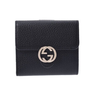 Gucci GG Interlocking Compact Wallet Black Leather Bifold